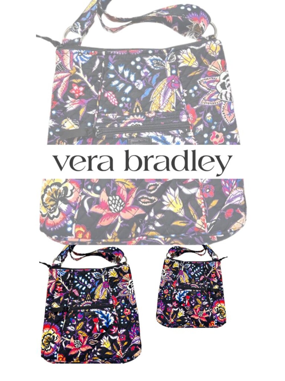 Black & Bright Vera Bradley Quilted Floral Small Crossbody Bag